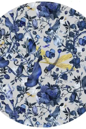 Op = Op Laagpolig vloerkleed Moooi Carpets Biophilla Blue Grey Rond