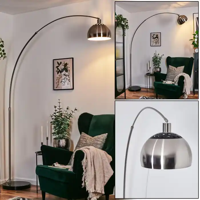 Baloca Staande lamp, Booglampen Nikkel mat, Zwart, 1-licht Goedkoop