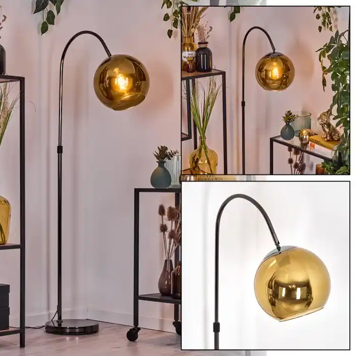 Op = Op Koyoto Staande lamp, Booglampen Chroom, Zwart, 1-licht