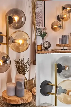 Beperkt Aanbod Gastor Kogellampje, Wandlamp 42 cm Goud, Zwart, 3-lichts