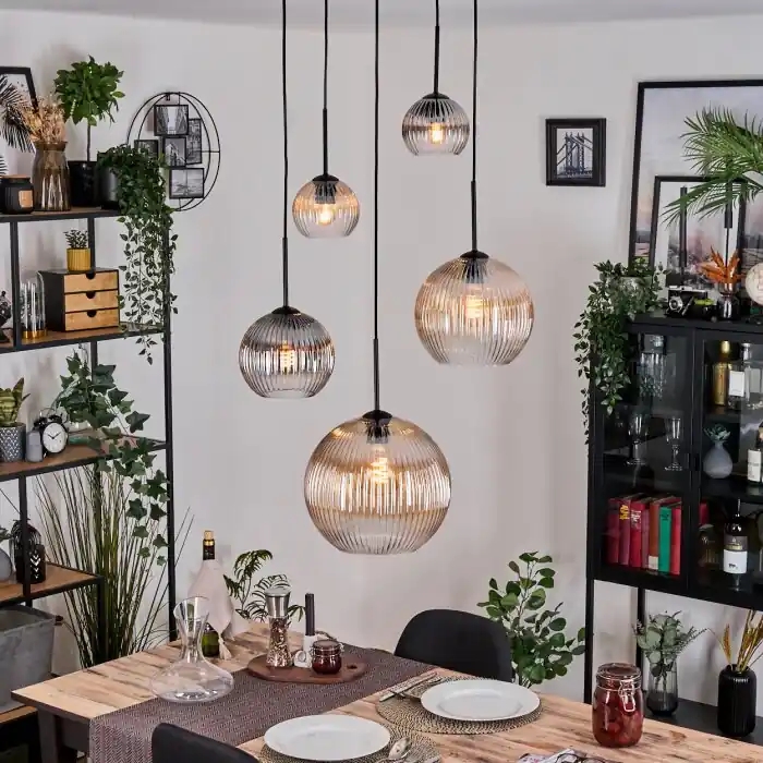 Koyoto Hanglamp, Kogellampje, Cluster hanglamp Amber, Duidelijk, Rookkleurig, 5-lichts Weekendaanbieding