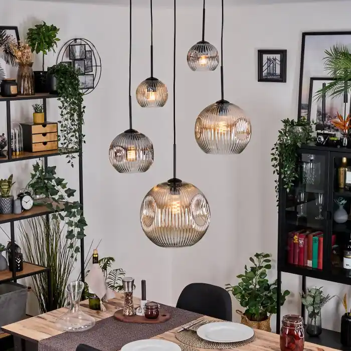 Op = Op Ripoll Hanglamp, Kogellampje, Cluster hanglamp Amber, Duidelijk, Rookkleurig, 5-lichts