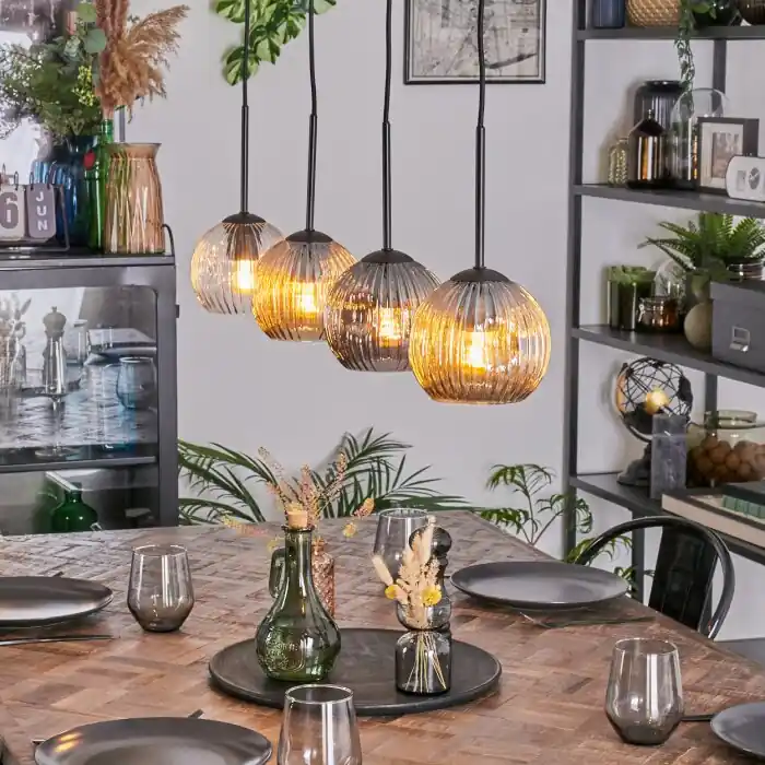 Finale Uitverkoop Ripoll Hanglamp, Kogellampje, Hanglamp Amber, Duidelijk, Rookkleurig, 4-lichts