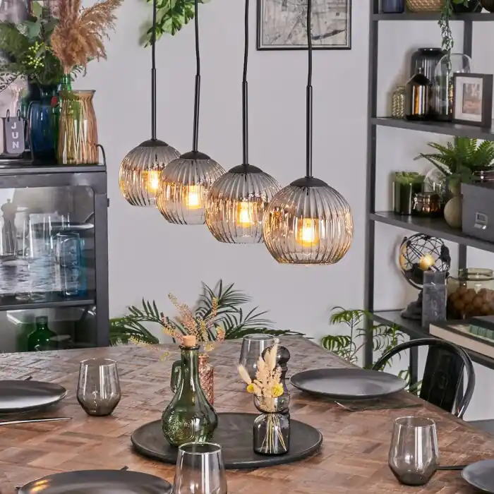 Ripoll Hanglamp, Kogellampje, Hanglamp Chroom, Duidelijk, Rookkleurig, 4-lichts Goedkoop