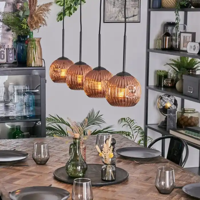 Ripoll Hanglamp, Kogellampje, Hanglamp Koperkleurig, 4-lichts Direct Beschikbaar