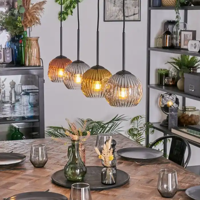 Bestel Nu Ripoll Hanglamp, Kogellampje, Hanglamp Goud, Duidelijk, Koperkleurig, Rookkleurig, 4-lichts