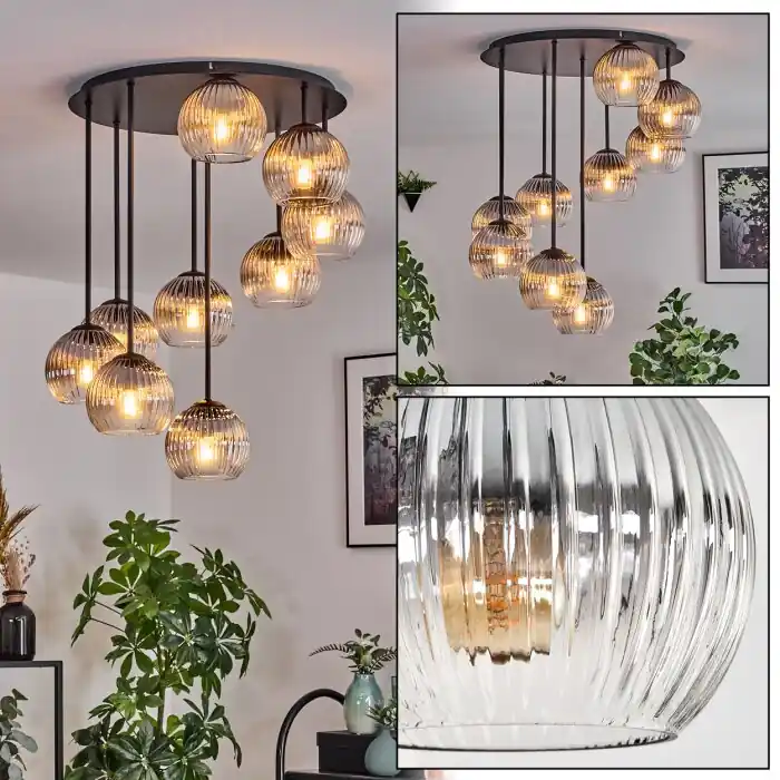 Alleen Vandaag Koyoto Plafondlamp, Kogellampje 57 cm Duidelijk, Rookkleurig, 9-lichts