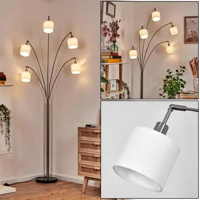 Bassagoda Staande lamp Nikkel mat, Zwart, 5-lichts Premium