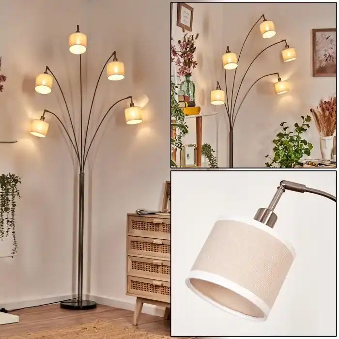 Laatste Versie Bassagoda Staande lamp Nikkel mat, Zwart, 5-lichts