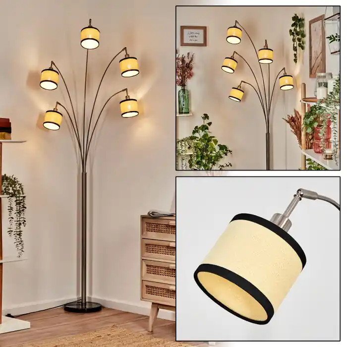 Finale Uitverkoop Chellas Staande lamp Nikkel mat, Zwart, 5-lichts