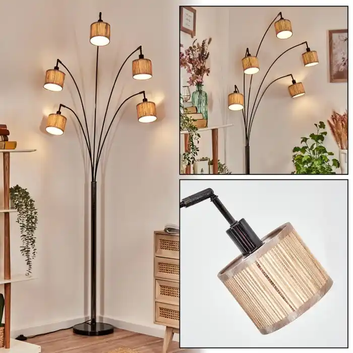 Bongal Staande lamp Chroom, Zwart, 5-lichts Beste Prijs