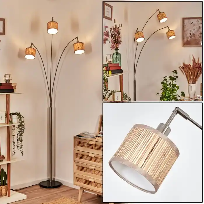 Bongal Staande lamp Nikkel mat, Zwart, 3-lichts Beste Prijs