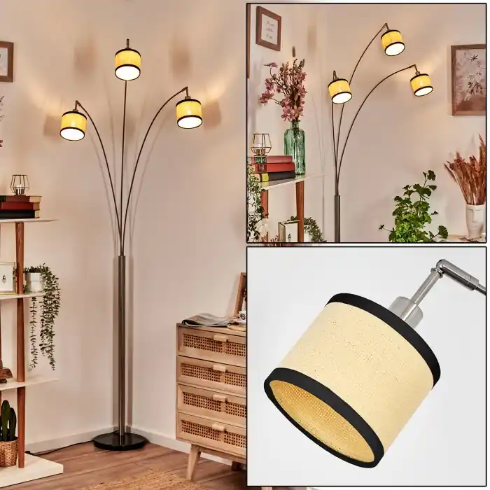 Beperkt Aanbod Chellas Staande lamp Nikkel mat, Zwart, 3-lichts