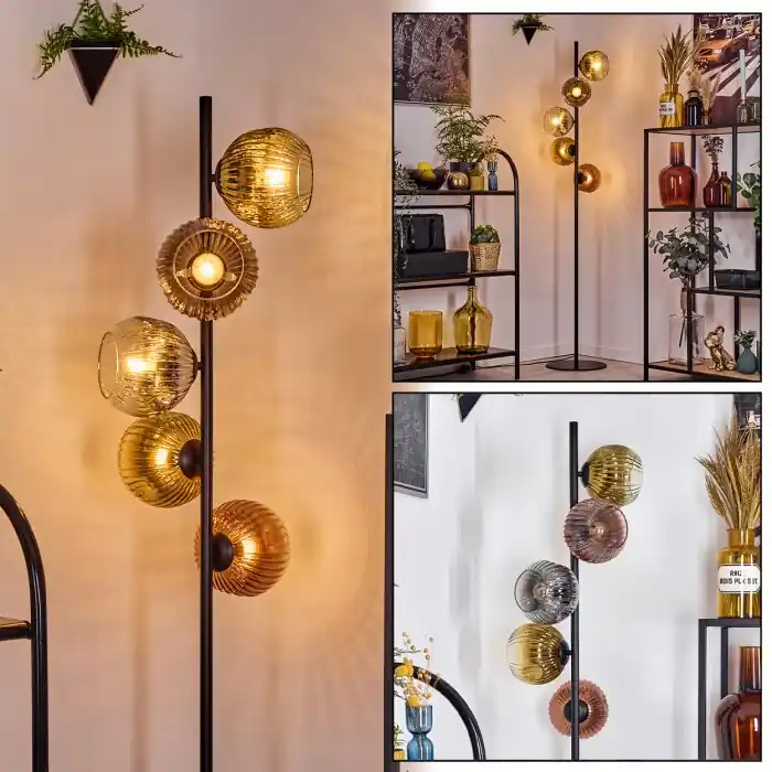 Ripoll Staande lamp Goud, Duidelijk, Koperkleurig, Rookkleurig, 5-lichts Koopje