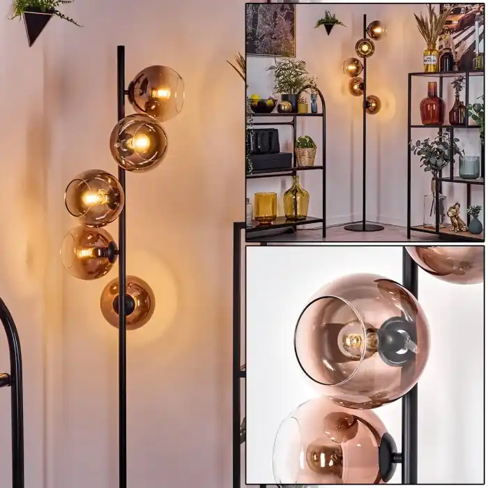 Laatste Kans Koyoto Staande lamp 31 cm Duidelijk, Koperkleurig, 5-lichts