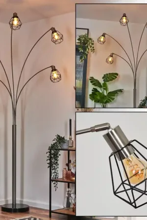 Yaak Staande lamp Nikkel mat, Zwart, 5-lichts Nieuw