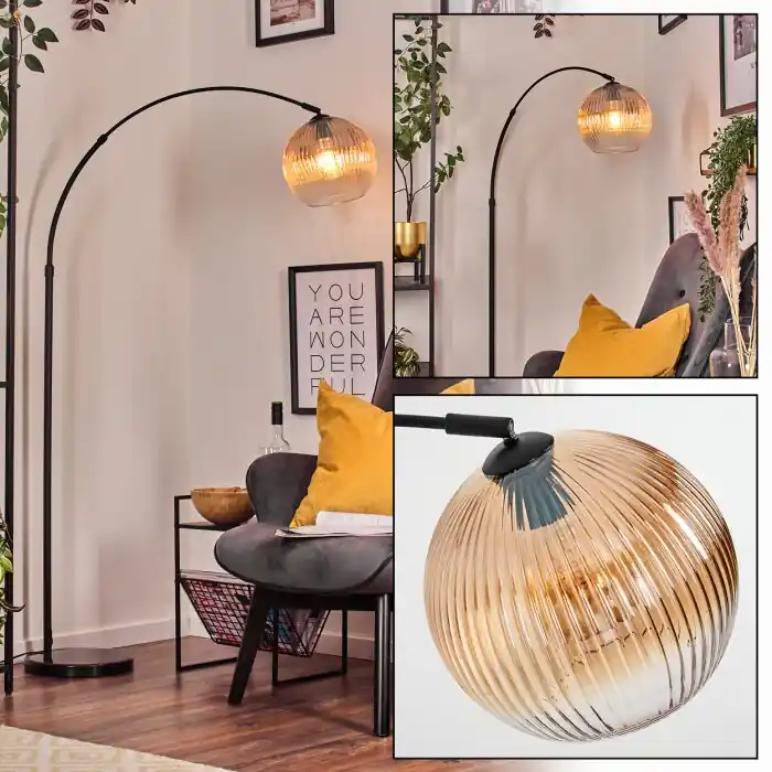 Hoge Kwaliteit Koyoto Staande lamp, Booglampen Zwart, 1-licht