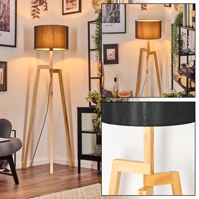 Soungou Staande lamp Natuurlijke kleuren, Zwart, 1-licht Premium