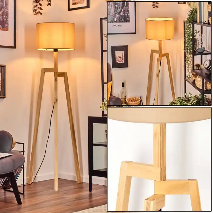 Soungou Staande lamp Natuurlijke kleuren, Zwart, 1-licht Goedkoop
