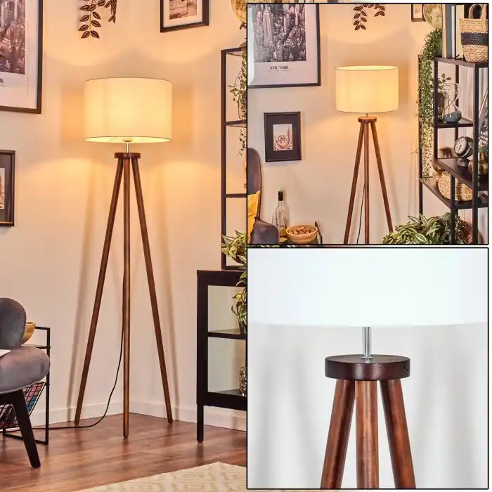 Meest Verkocht Soungou Staande lamp Chroom, Hout donker, 1-licht