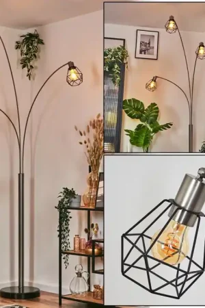 Yaak Staande lamp Nikkel mat, Zwart, 3-lichts Populair