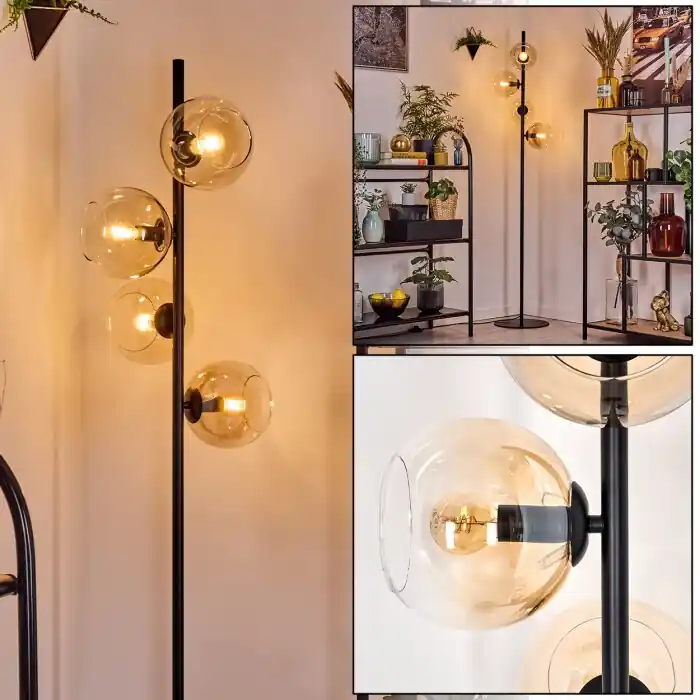 Veilige Betaling Koyoto Staande lamp Amber, Duidelijk, 4-lichts