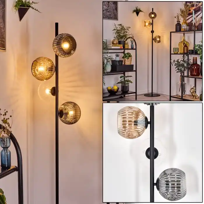 Koyoto Staande lamp Amber, Duidelijk, Rookkleurig, 4-lichts Alleen Vandaag