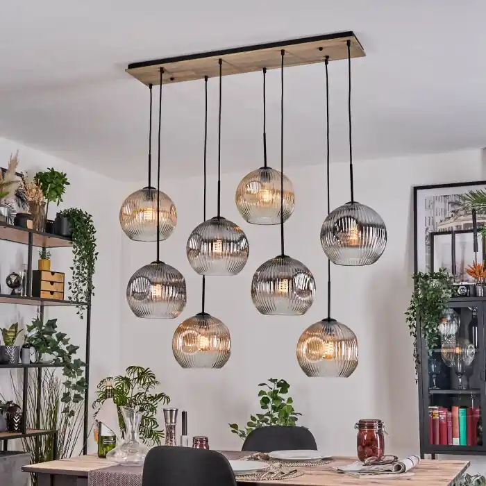 Koyoto Hanglamp, Kogellampje, Hanglamp Natuurlijke kleuren, Zwart, 8-lichts Veilige Betaling