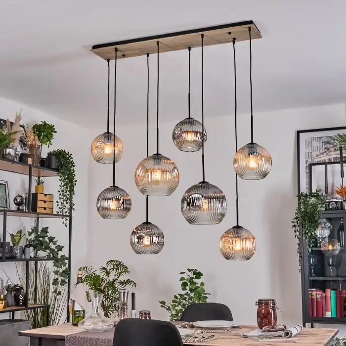 Koyoto Hanglamp, Kogellampje, Hanglamp Natuurlijke kleuren, Zwart, 8-lichts Meest Verkocht