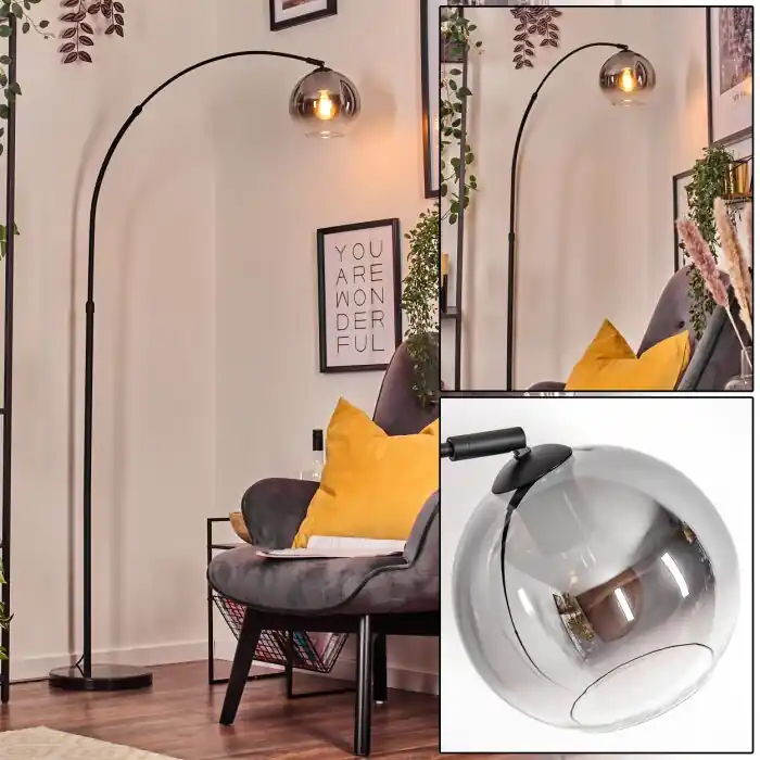 Koop Online Koyoto Staande lamp, Booglampen Zwart, 1-licht