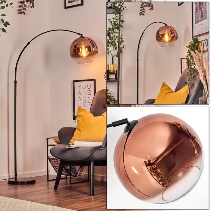 Koyoto Staande lamp, Booglampen Zwart, 1-licht Gecertificeerd
