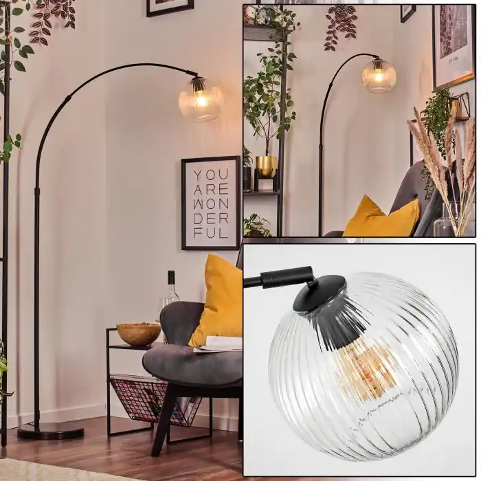Snelle Levering Koyoto Staande lamp, Booglampen Zwart, 1-licht