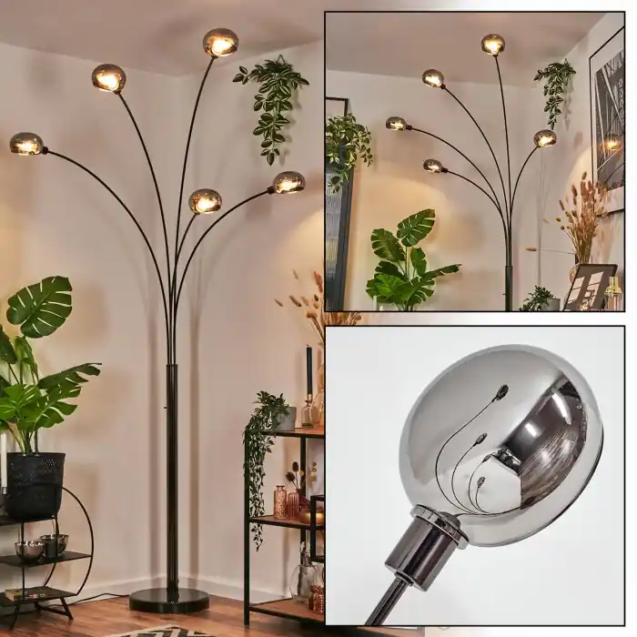 Nikkala Staande lamp Chroom, Zwart, 5-lichts Veilige Betaling