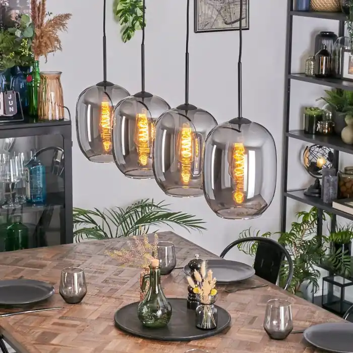 Apedo Hanglamp, Kogellampje, Hanglamp Rookkleurig, 4-lichts Nu Kopen