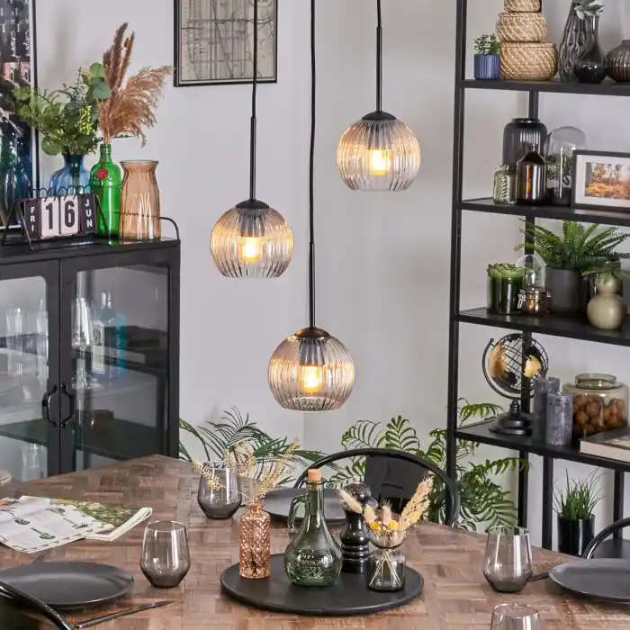 Koyoto Hanglamp, Kogellampje, Cluster hanglamp 30 cm Amber, Duidelijk, 3-lichts Seizoensaanbieding