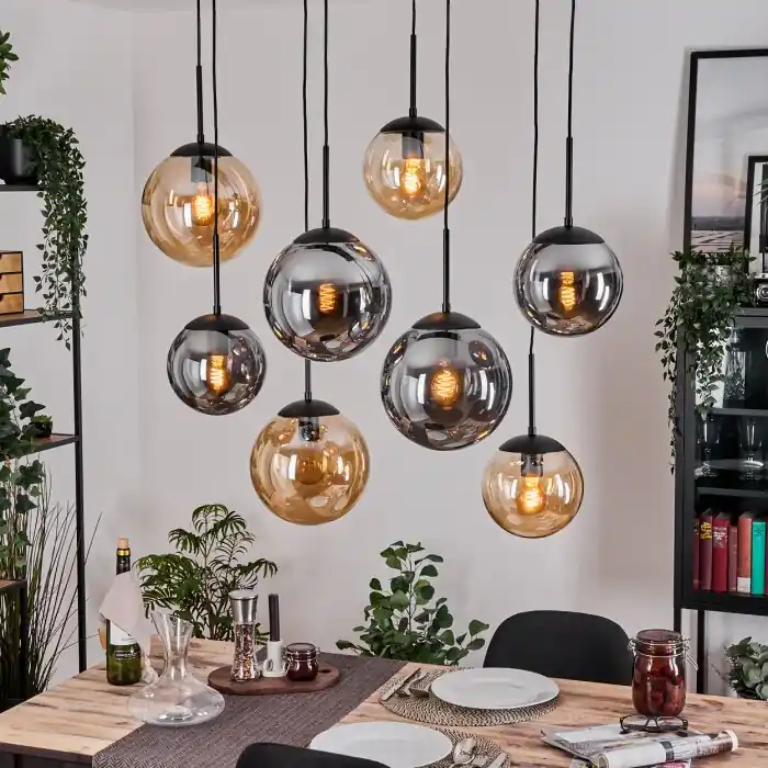 Bestel Nu Gastor Hanglamp, Kogellampje, Hanglamp Amber, Rookkleurig, 8-lichts