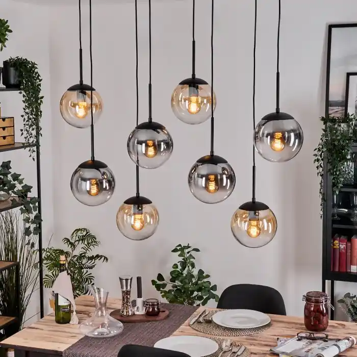 Koop Vandaag Gastor Hanglamp, Kogellampje, Hanglamp Amber, Duidelijk, Rookkleurig, 8-lichts