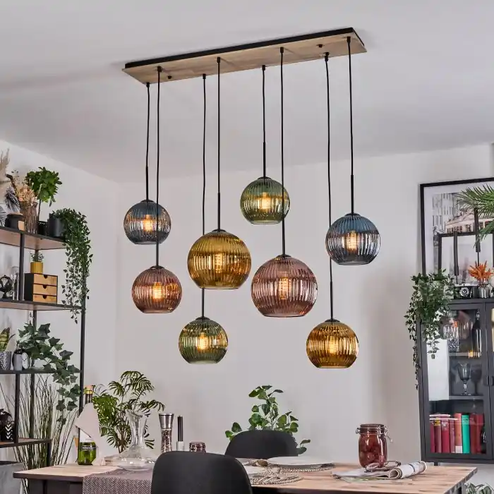 Koyoto Hanglamp, Kogellampje, Hanglamp Natuurlijke kleuren, Zwart, 8-lichts Shop Nu