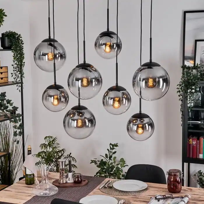 Gastor Hanglamp, Kogellampje, Hanglamp Duidelijk, Rookkleurig, 8-lichts Flitsaanbieding
