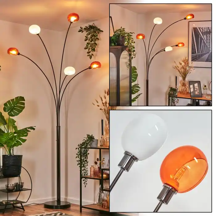 Gereduceerde Prijs Nikkala Staande lamp Chroom, Zwart, 5-lichts