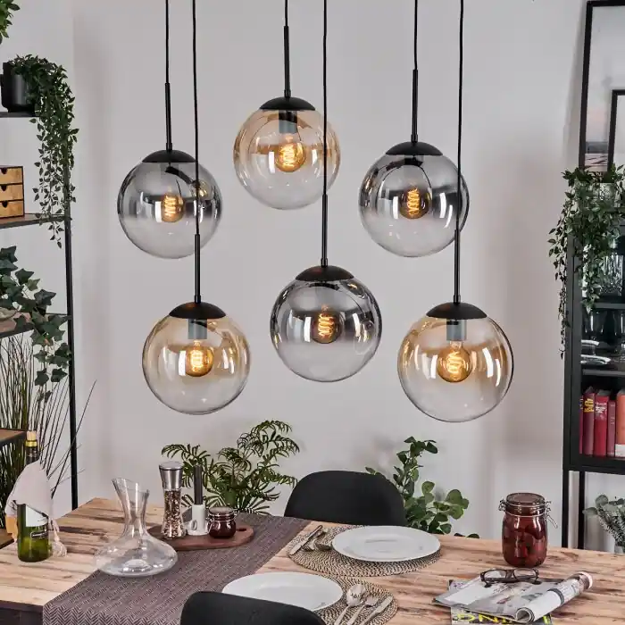 Gastor Hanglamp, Kogellampje, Hanglamp Amber, Duidelijk, Rookkleurig, 6-lichts Bestseller