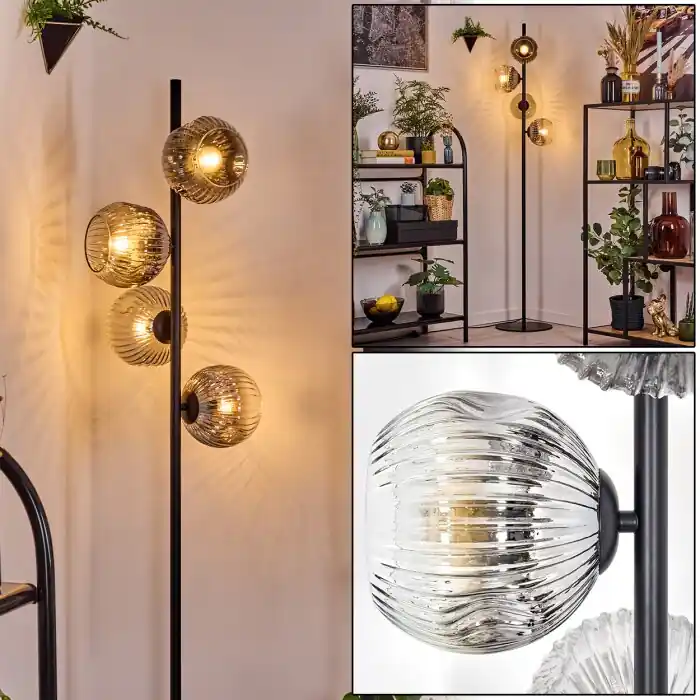 Gereduceerde Prijs Ripoll Staande lamp Duidelijk, Rookkleurig, 4-lichts