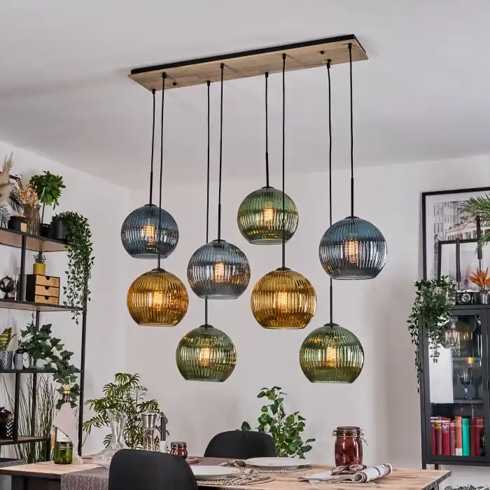 Koyoto Hanglamp, Kogellampje, Hanglamp Natuurlijke kleuren, Zwart, 8-lichts Laatste Versie