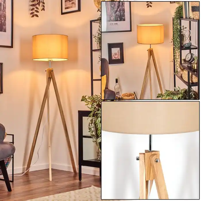 Betrouwbaar Soungou Staande lamp Chroom, Natuurlijke kleuren, 1-licht