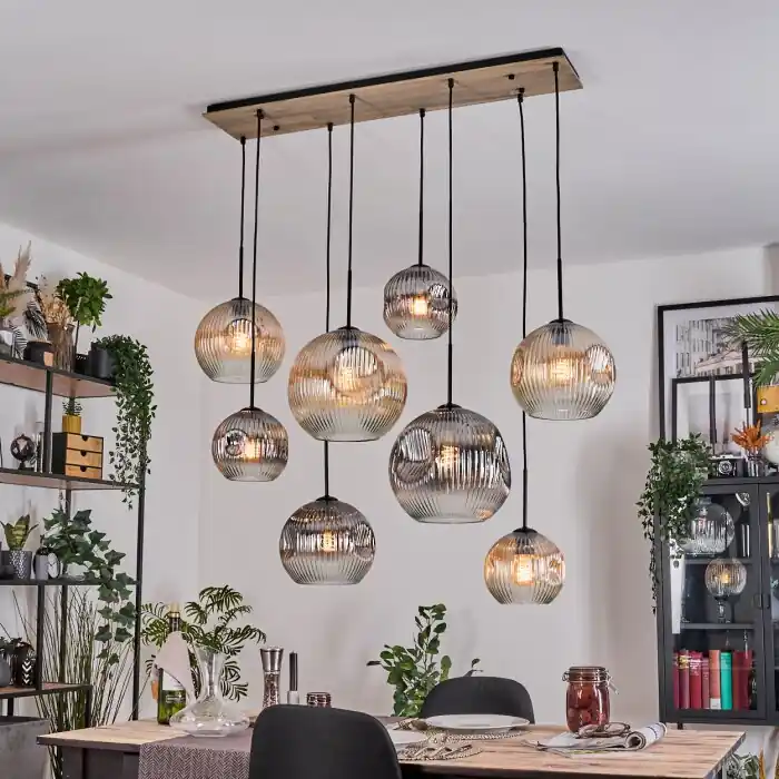 Rechtstreeks Van De Fabrikant Ripoll Hanglamp, Kogellampje, Hanglamp Natuurlijke kleuren, Zwart, 8-lichts