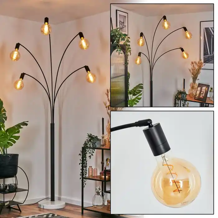 Flitsaanbieding Codecro Staande lamp Zwart, Wit, 5-lichts