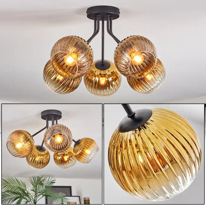 Koyoto Plafondlamp, Kogellampje Goud, Duidelijk, 5-lichts Hete Deal