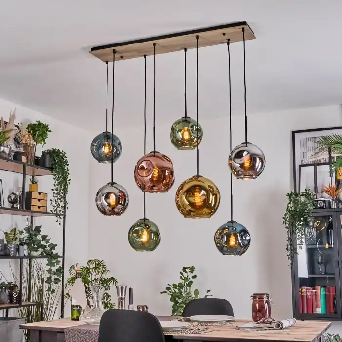 Ripoll Hanglamp, Kogellampje, Hanglamp Natuurlijke kleuren, Zwart, 8-lichts Bestel Nu