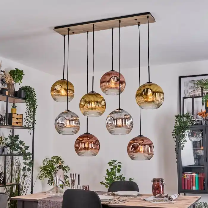 Finale Uitverkoop Ripoll Hanglamp, Kogellampje, Hanglamp Natuurlijke kleuren, Zwart, 8-lichts