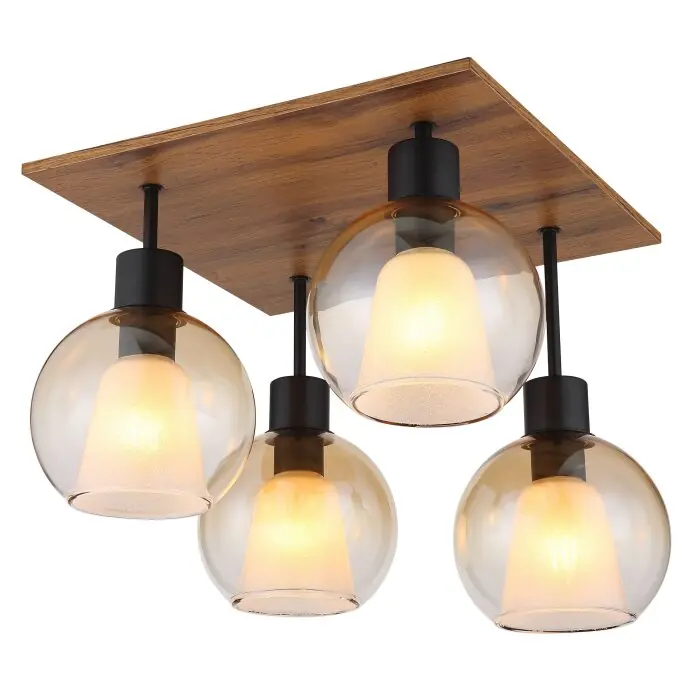 Seizoensaanbieding Globo I Plafondlamp Natuurlijke kleuren, Zwart, 4-lichts
